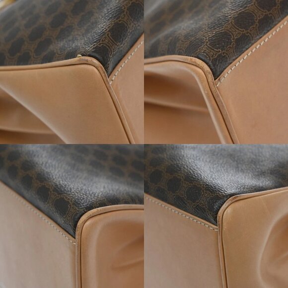 CELINE Logo Macadam Pattern Hand Bag PVC Leather Brown Gold Italy 04EF233 - Picture 14 of 14